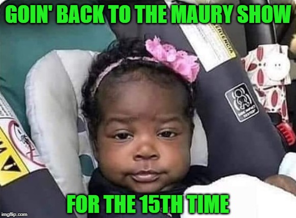 But we're sure this one is the father!!! | GOIN' BACK TO THE MAURY SHOW; FOR THE 15TH TIME | image tagged in bored baby,memes,maury povich,funny,who's the daddy,paternity tests | made w/ Imgflip meme maker