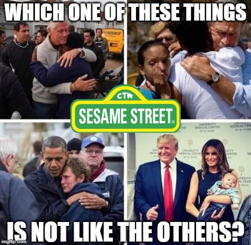 This meme is brought to you by the letter "3" and the number "Q" | WHICH ONE OF THESE THINGS; IS NOT LIKE THE OTHERS? | image tagged in donald trump,mass shootings | made w/ Imgflip meme maker