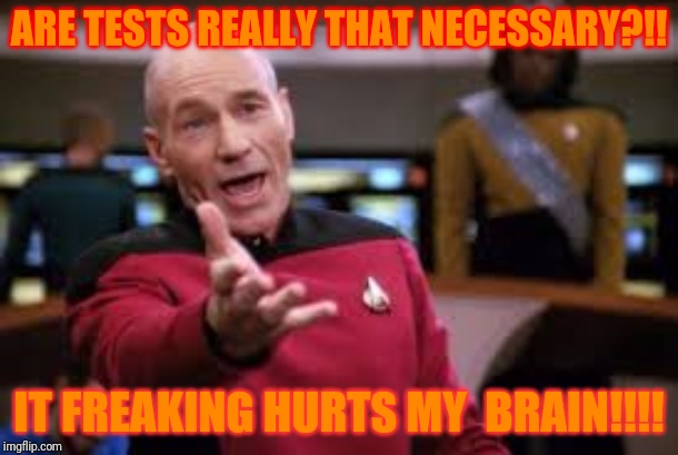 I hate tests!!! | ARE TESTS REALLY THAT NECESSARY?!! IT FREAKING HURTS MY  BRAIN!!!! | image tagged in oh cmon | made w/ Imgflip meme maker