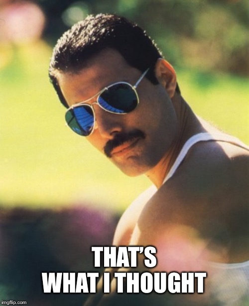 THAT’S WHAT I THOUGHT | image tagged in freddie mercury mr bad guy | made w/ Imgflip meme maker