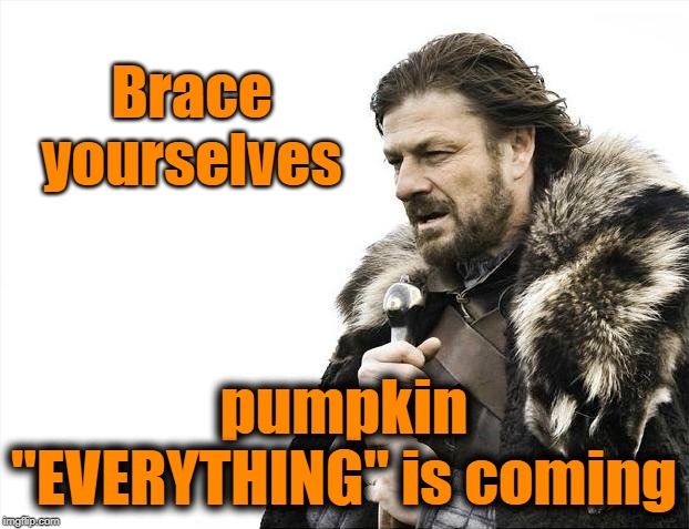 Brace Yourselves X is Coming | Brace yourselves; pumpkin "EVERYTHING" is coming | image tagged in memes,brace yourselves x is coming | made w/ Imgflip meme maker
