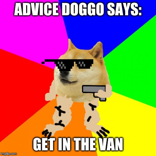 Advice Doge | ADVICE DOGGO SAYS:; GET IN THE VAN | image tagged in memes,advice doge | made w/ Imgflip meme maker