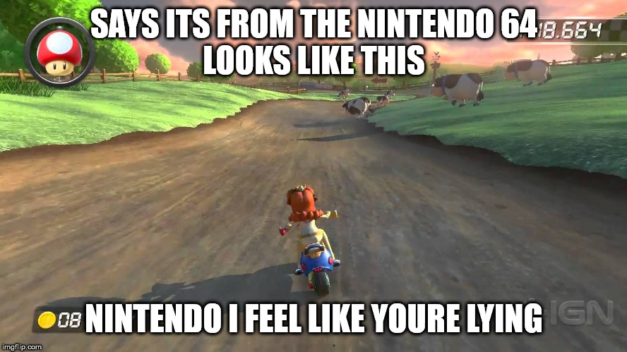 Well, well, well, nintendone. | SAYS ITS FROM THE NINTENDO 64
LOOKS LIKE THIS; NINTENDO I FEEL LIKE YOURE LYING | image tagged in mario,wii u,daisy | made w/ Imgflip meme maker