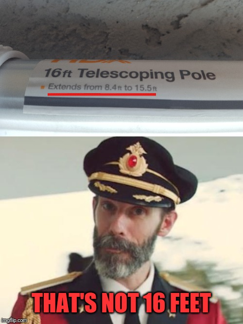 Read the fine print | THAT'S NOT 16 FEET | image tagged in captain obvious,16ft,pole,fine print,pizza | made w/ Imgflip meme maker