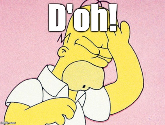Homer Simpson D'oh | D'oh! | image tagged in homer simpson d'oh | made w/ Imgflip meme maker