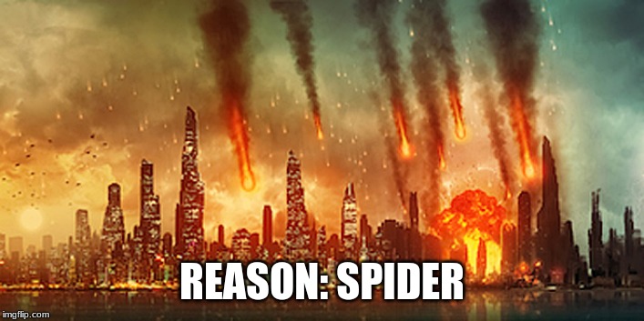 Apocalypse  | REASON: SPIDER | image tagged in apocalypse | made w/ Imgflip meme maker