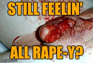 STILL FEELIN'  ALL RAPE-Y? | image tagged in castration | made w/ Imgflip meme maker