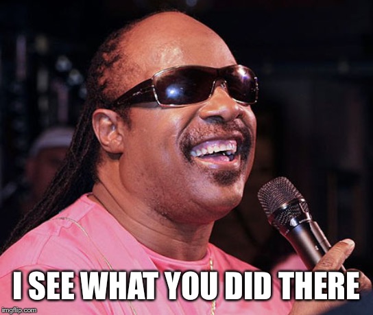 Stevie wonder  | I SEE WHAT YOU DID THERE | image tagged in stevie wonder | made w/ Imgflip meme maker