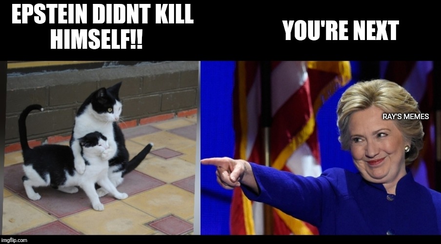 Hillary | YOU'RE NEXT; EPSTEIN DIDNT KILL
         HIMSELF!! RAY'S MEMES | image tagged in hillary | made w/ Imgflip meme maker