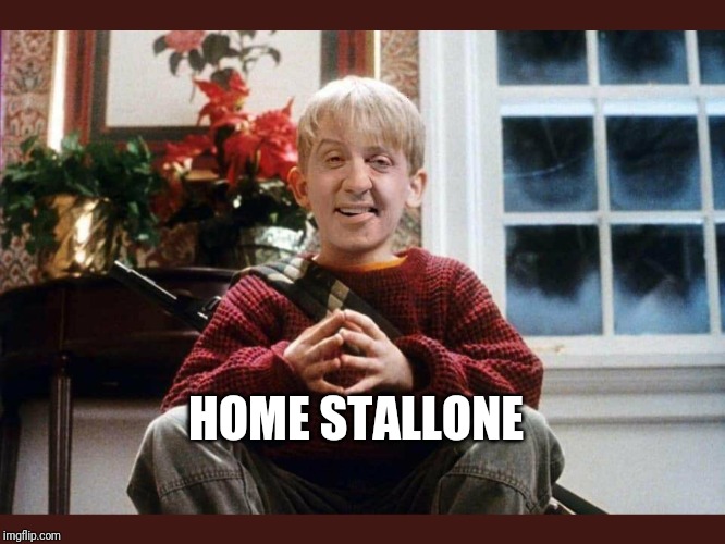 HOME STALLONE | image tagged in home alone,sylvester stallone,christmas,funny | made w/ Imgflip meme maker