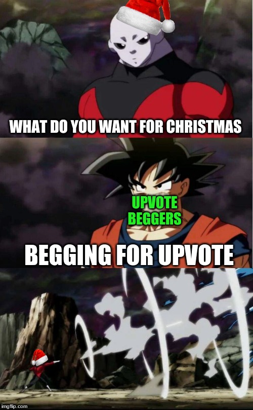 Santa Jiren | WHAT DO YOU WANT FOR CHRISTMAS; UPVOTE BEGGERS; BEGGING FOR UPVOTE | image tagged in jiren zarrr,jiren,dragon ball super,upvote begging | made w/ Imgflip meme maker