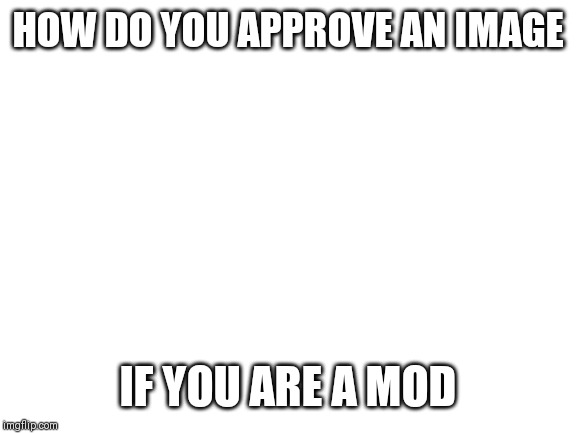 Blank White Template | HOW DO YOU APPROVE AN IMAGE; IF YOU ARE A MOD | image tagged in blank white template | made w/ Imgflip meme maker
