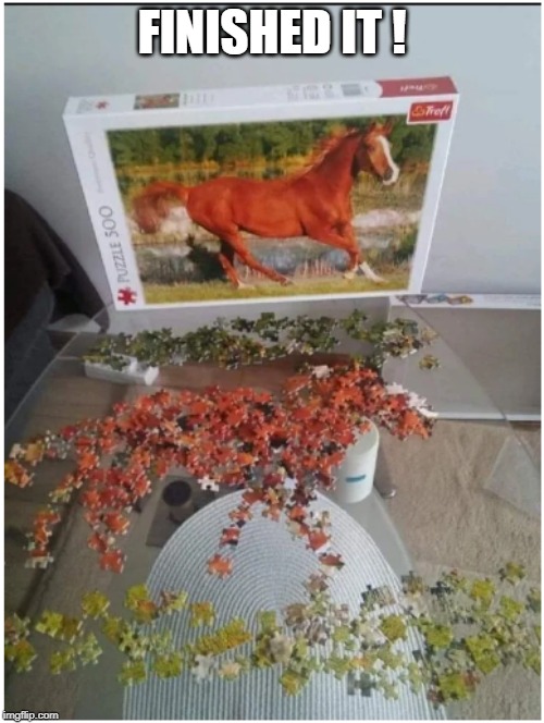 FINISHED IT ! | image tagged in jigsaw,horse | made w/ Imgflip meme maker