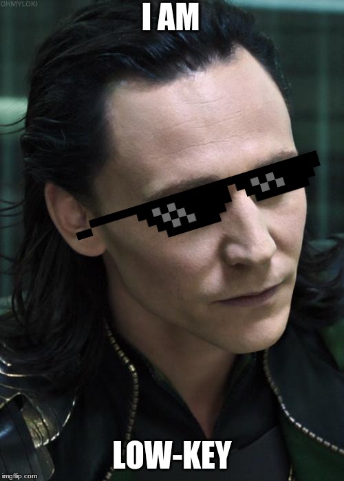 Nice Guy Loki | I AM; LOW-KEY | image tagged in memes,nice guy loki | made w/ Imgflip meme maker