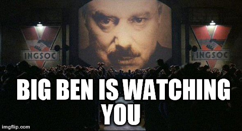 BIG BEN IS WATCHING YOU | image tagged in big brother | made w/ Imgflip meme maker