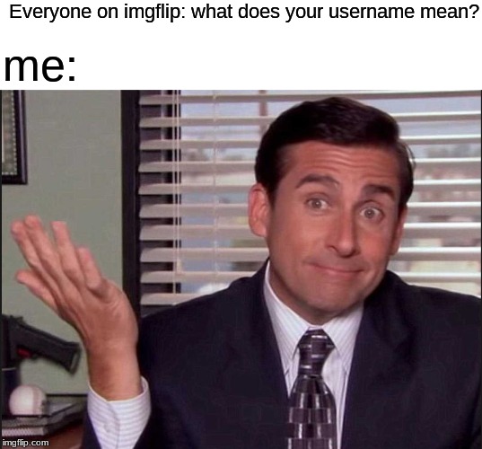 Michael Scott | Everyone on imgflip: what does your username mean? me: | image tagged in michael scott | made w/ Imgflip meme maker