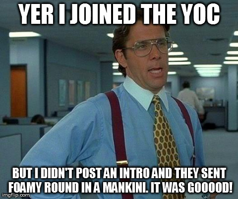 That Would Be Great Meme | YER I JOINED THE YOC BUT I DIDN'T POST AN INTRO AND THEY SENT FOAMY ROUND IN A MANKINI. IT WAS GOOOOD! | image tagged in memes,that would be great | made w/ Imgflip meme maker