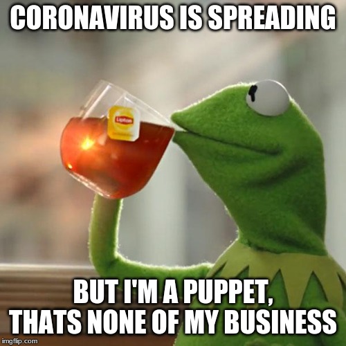 But That's None Of My Business | CORONAVIRUS IS SPREADING; BUT I'M A PUPPET, THATS NONE OF MY BUSINESS | image tagged in memes,but thats none of my business,kermit the frog | made w/ Imgflip meme maker