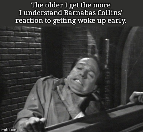 Waking Barnabas Collins | The older I get the more I understand Barnabas Collins' reaction to getting woke up early. | image tagged in waking barnabas collins,dark shadows,barnabas collins,humor | made w/ Imgflip meme maker