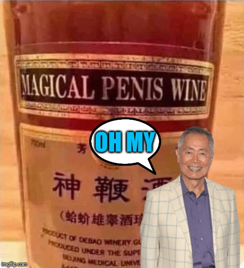 That's right; I'm back and so is George. This time he's wine shopping | OH MY | image tagged in wine,sulu,oh my,thanksgiving,george takei | made w/ Imgflip meme maker