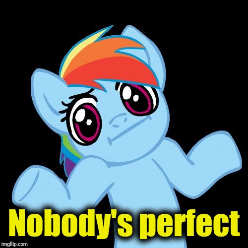 Pony Shrugs Meme | Nobody's perfect | image tagged in memes,pony shrugs | made w/ Imgflip meme maker