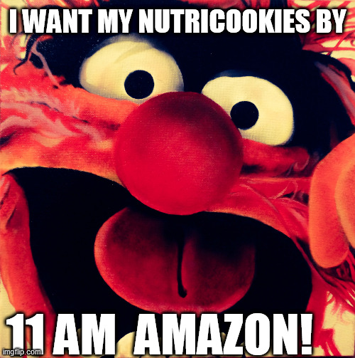 I WANT MY NUTRICOOKIES BY 11 AM  AMAZON! | made w/ Imgflip meme maker
