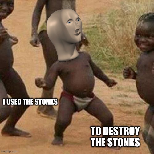 Third World Success Kid | I USED THE STONKS; TO DESTROY THE STONKS | image tagged in memes,third world success kid | made w/ Imgflip meme maker