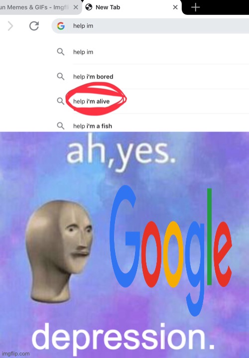 Google, why? | image tagged in stonks,google,depression,help | made w/ Imgflip meme maker