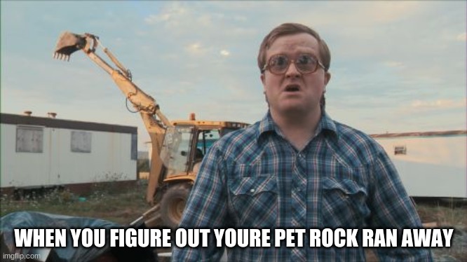 Trailer Park Boys Bubbles | WHEN YOU FIGURE OUT YOURE PET ROCK RAN AWAY | image tagged in memes,trailer park boys bubbles | made w/ Imgflip meme maker