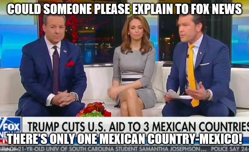Yeah they really put that up! Great journalism guys! | COULD SOMEONE PLEASE EXPLAIN TO FOX NEWS; THERE'S ONLY ONE MEXICAN COUNTRY-MEXICO! | image tagged in fox news,dumb people | made w/ Imgflip meme maker
