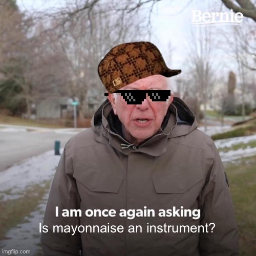 Bernie I Am Once Again Asking For Your Support | Is mayonnaise an instrument? | image tagged in memes,bernie i am once again asking for your support | made w/ Imgflip meme maker