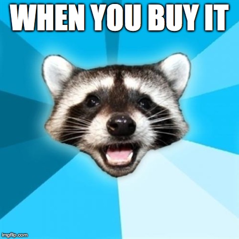 Lame Pun Coon Meme | WHEN YOU BUY IT | image tagged in memes,lame pun coon | made w/ Imgflip meme maker