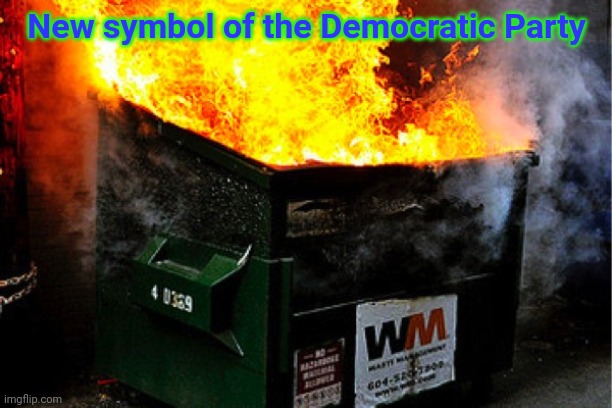 Dumpster fire | New symbol of the Democratic Party | image tagged in democrats,democratic party | made w/ Imgflip meme maker