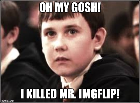 Neville Longbottom | OH MY GOSH! I KILLED MR. IMGFLIP! | image tagged in neville longbottom | made w/ Imgflip meme maker
