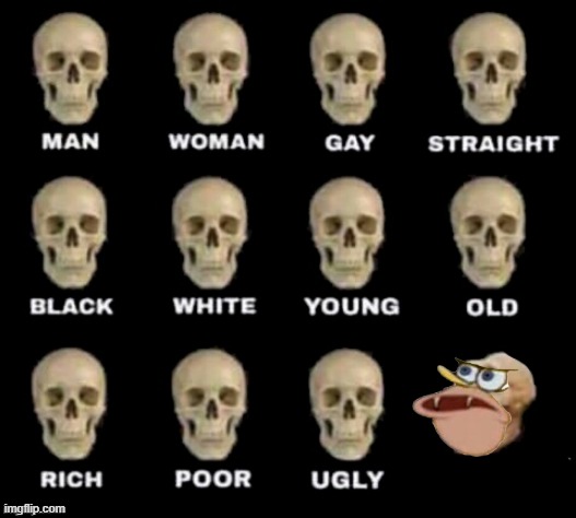 Just this | image tagged in idiot skull,spongegar | made w/ Imgflip meme maker
