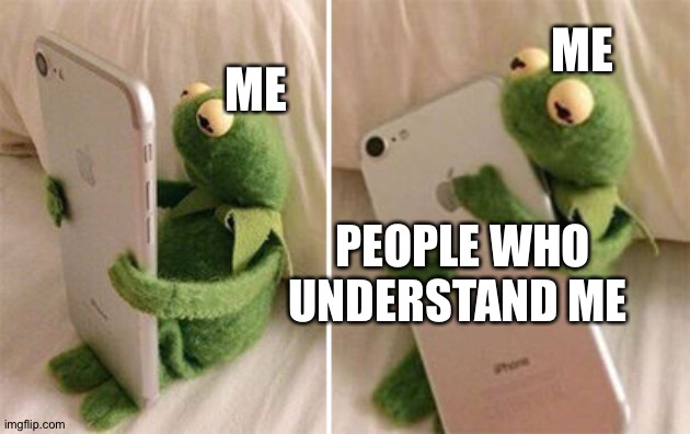 Kermit Hugging Phone | ME; ME; PEOPLE WHO UNDERSTAND ME | image tagged in kermit hugging phone | made w/ Imgflip meme maker