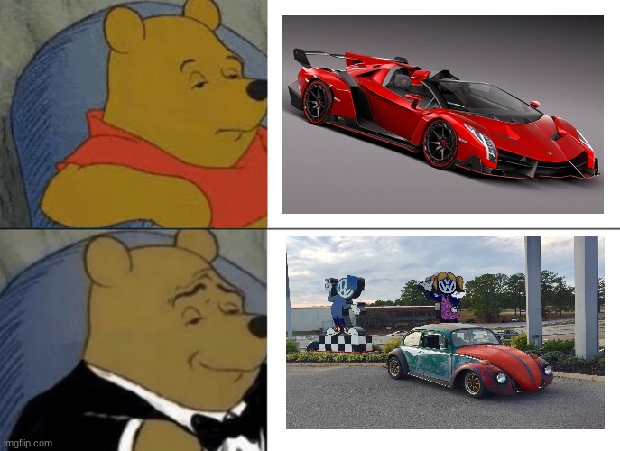 punchbuggies are awesome | image tagged in memes,tuxedo winnie the pooh,punchbuggy,lamborghini,vw beetle | made w/ Imgflip meme maker