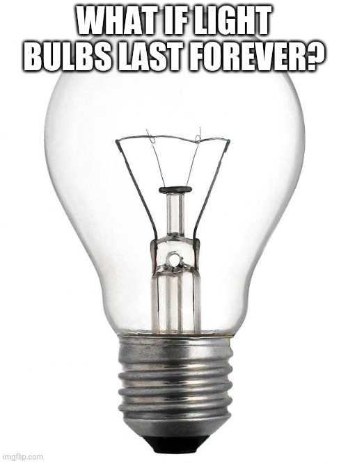 Light Bulb | WHAT IF LIGHT BULBS LAST FOREVER? | image tagged in light bulb | made w/ Imgflip meme maker