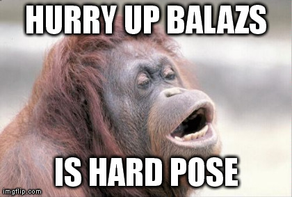 Monkey OOH Meme | HURRY UP BALAZS IS HARD POSE | image tagged in memes,monkey ooh | made w/ Imgflip meme maker