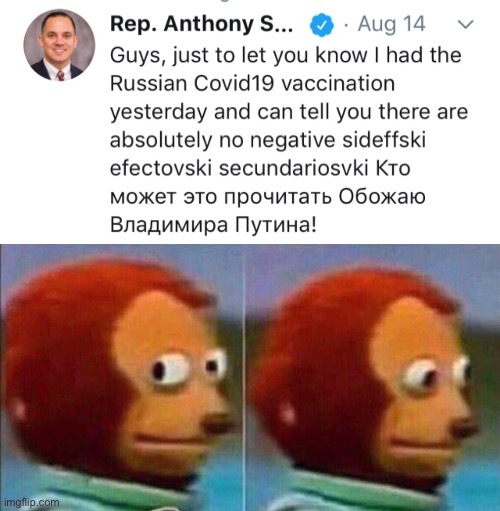 No negative sideffski | image tagged in monkey looking away,covid-19,vaccine,oops,meanwhile in russia | made w/ Imgflip meme maker