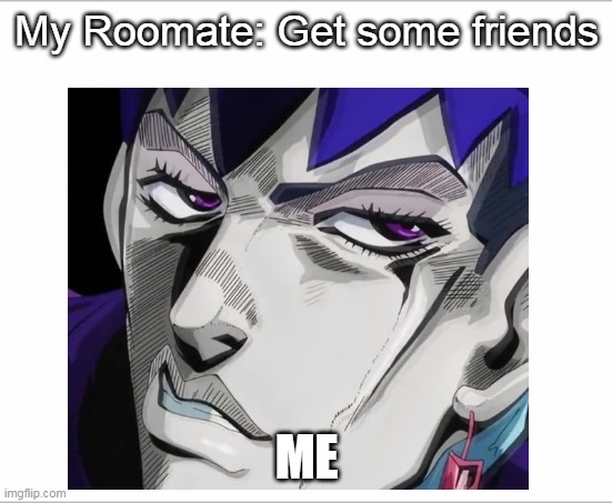 My Roomate: Get some friends; ME | made w/ Imgflip meme maker