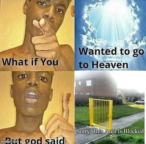 What if you wanted to go to Heaven | image tagged in what if you wanted to go to heaven,heaven,blocked,memes,video games | made w/ Imgflip meme maker