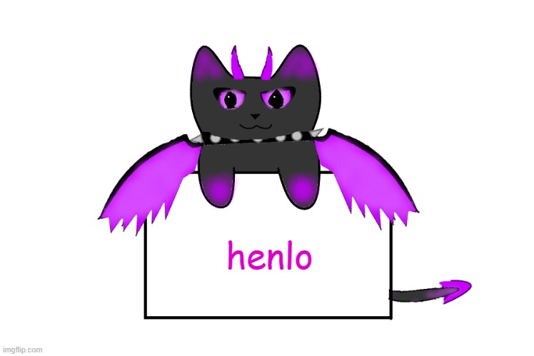 henlo | image tagged in umbra holding sign | made w/ Imgflip meme maker
