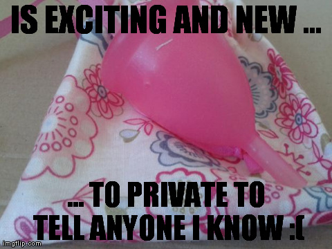 IS EXCITING AND NEW ... ... TO PRIVATE TO TELL ANYONE I KNOW :( | image tagged in ladycup,TrollXChromosomes | made w/ Imgflip meme maker