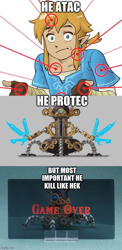 guardian | HE ATAC; HE PROTEC; BUT MOST IMPORTANT HE KILL LIKE HEK | image tagged in guardian | made w/ Imgflip meme maker