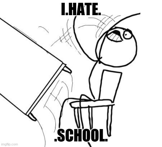 i hate school so much | I.HATE. .SCHOOL. | image tagged in memes,table flip guy | made w/ Imgflip meme maker
