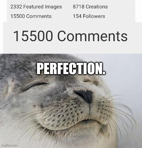 PERFECTION. | image tagged in memes,satisfied seal | made w/ Imgflip meme maker