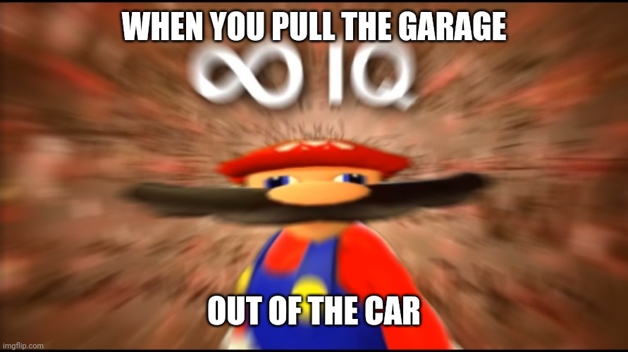 Smart | WHEN YOU PULL THE GARAGE; OUT OF THE CAR | image tagged in infinity iq mario | made w/ Imgflip meme maker