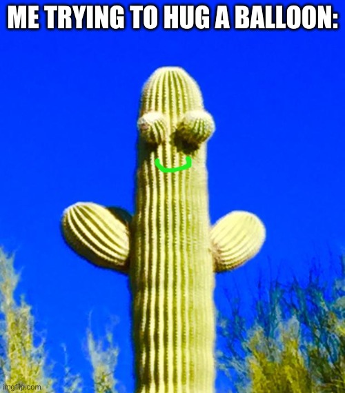 balloony | ME TRYING TO HUG A BALLOON: | image tagged in huggy cactus | made w/ Imgflip meme maker