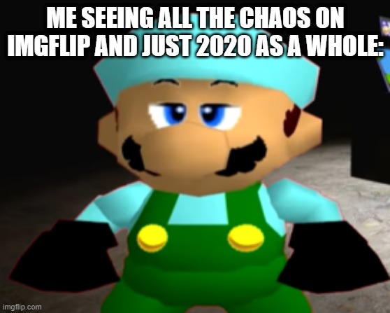 A month and a half to go, what could possibly go wrong? (Everything can) | ME SEEING ALL THE CHAOS ON IMGFLIP AND JUST 2020 AS A WHOLE: | image tagged in imgflip,2020,chaos,smg4 | made w/ Imgflip meme maker